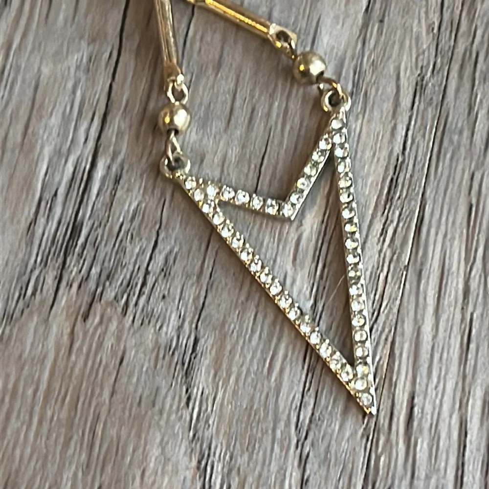 Gold & Rhinestone Statement Earrings - Picture 2 of 4